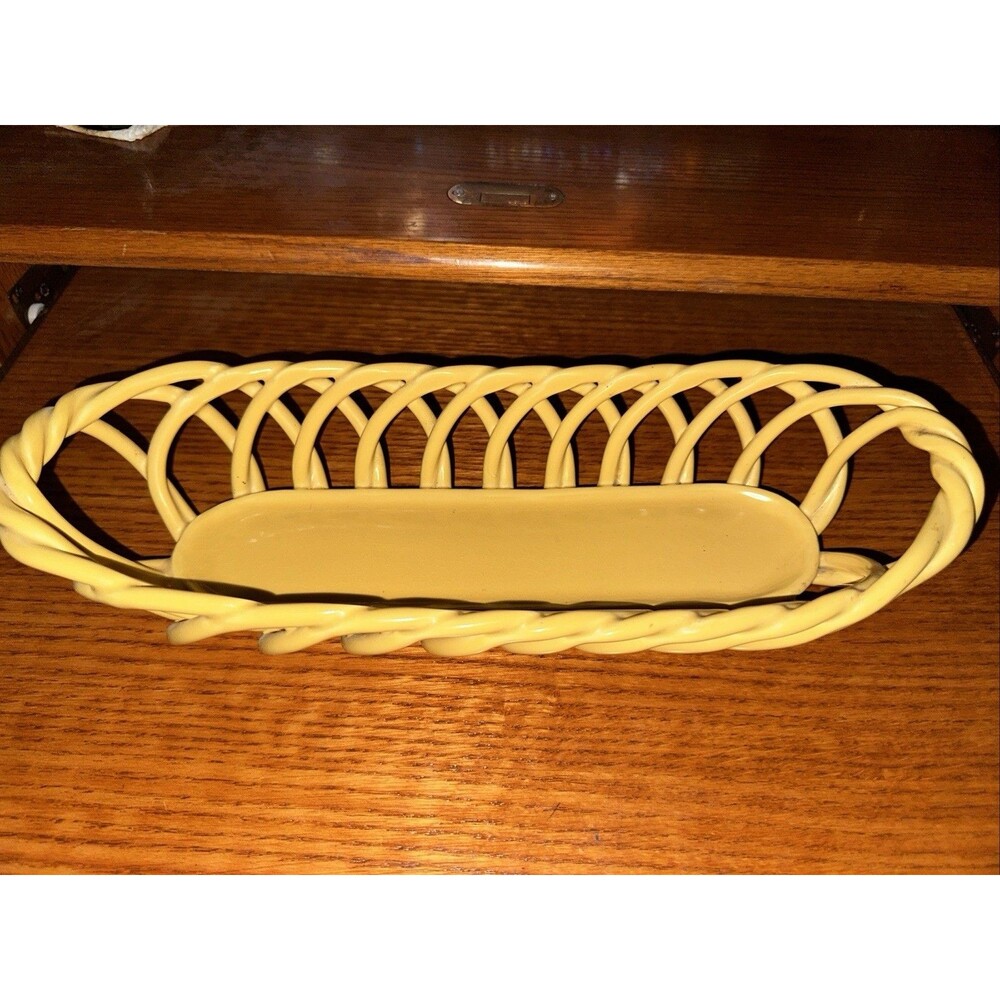 Eucalyptus Stoneware Open Weave Bread Basket 15 1/2" x 5 3/4" Del Mar, CA